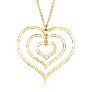 Ross-Simons Italian 18kt Gold Over Sterling Concentric Heart Necklace Size 18 - 1 of 3