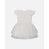 Deux par Deux Girl Bi-Material Dress with Glitter Hearts Skirt Snow White - 3 of 4