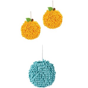 REGALWOVEN 3 Pack Soft Absorbent Fuzzy Chenille Decorative Hand Towels 6" x 6" - 1 of 4
