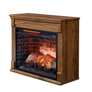 SEVOBAL Indoor Fireplaces 28 Inch TV Media Entertainment Center with Electric Fireplace Indoor Fireplaces, Brown, 28"*11"*24" - 1 of 4