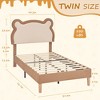 VECELO Twin Size Brown Kid Bed Frame Set of 2, Bear-Shaped Wooden Upholstered Platform Bed Frame with Adjustable Headboard, No Box Spring Needed - 2 of 4