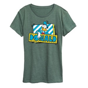 Women's - Disney - Leaning Donald Duck With Nametag Short Sleeve Graphic T-Shirt - 1 of 4