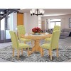 HomeStock 5-Piece Oval Natural Oak Finish Solid Wood Top Dining Table with 4-Parson Chair with Butterfly Leaf - 2 of 4