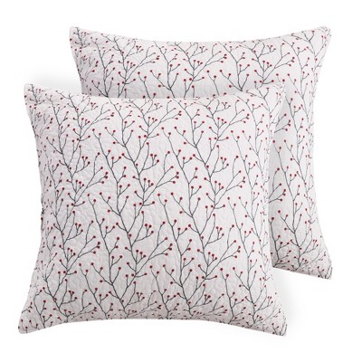 Holly Holiday Euro Sham Set of 2 White - Levtex Home