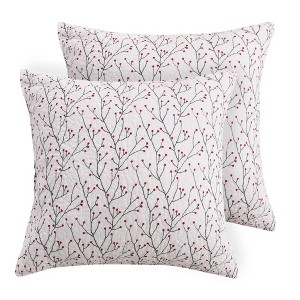 Holly Holiday Euro Sham Set of 2 White - Levtex Home - 1 of 3