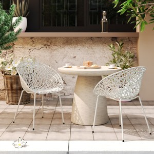 Set of 2 Outdoor Dining Chairs, Plastic Frame Patio Chairs with Diamond Cutout Design for Garden or Balcony-Maison Boucle - 1 of 4