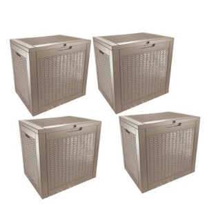 VisioGear Deck Boxes, 4-Piece 30 Gal Outdoor Storage Deck Box, Small Patio Storage Bin for Garden Tools, Brown, 22.09"*17.09"*20.87" - 1 of 4