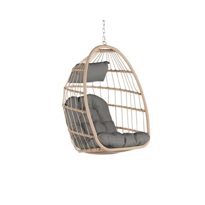 VisioGear Egg Chairs, Patio Egg Chair, Outdoor Garden Egg Swing Chair Hanging Chair for Bedroom Living Room, Dark Gray, 28.70"*28.5"*55.6"
