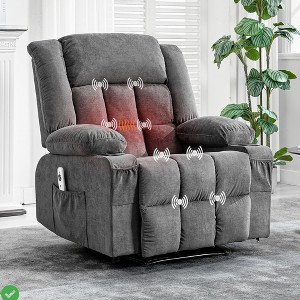 Manual Recliner Chair w/ Heat Massage Widen Overstuffed Oversize Single Sofa Lounge Chair - 1 of 4