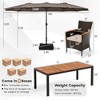 Costway 11 PCS Patio Dining Set with 15ft Double-Sided Patio Umbrella (Base Included) Beige/Coffee/Navy/Orange/Wine/Grey - 3 of 4