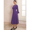 INSPIRE CHIC Women's Split Neck Bell 3/4 Sleeve Business Office Causal A-Line Midi Dresses - 2 of 4