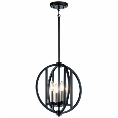 Samural Black Steel Mini Cage Chandelier with 4 Lights