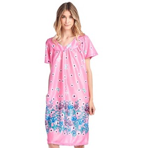 Casual Nights Women's Short Sleeve Muumuu Lounger Dress - 1 of 4