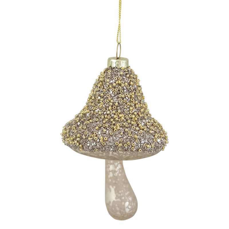 Northlight 4.75" Champagne Gold Mushroom Glass Christmas Ornament, 4 of 5