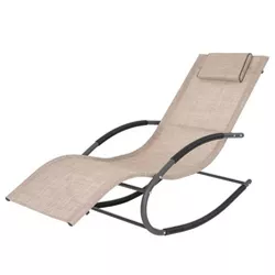 Outdoor Curved Rocker Chaise Lounge Chair with Pillow - Crestlive Products
