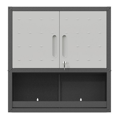 Vynxaria Utility Storage Cabinets - Wall-Mounted Tool Organizer with Locking Door, Gray Finish, 29.5"W x 30.3"H x 11.8"D