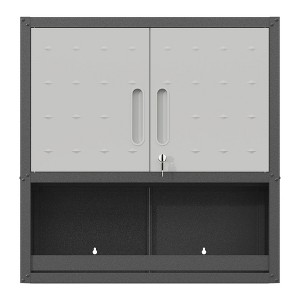 Vynxaria Utility Storage Cabinets - Wall-Mounted Tool Organizer with Locking Door, Gray Finish, 29.5"W x 30.3"H x 11.8"D - 1 of 4