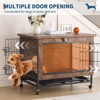Small Dog Crate Furniture with 2 Doors and Wheels, 26.4 in l x 19.7 in w x 25.6 in h Heavy Duty Wooden Indoor Kennel Dog House Cage - 4 of 4