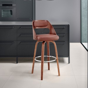Armen Living Julius Bar Stool Brown and Walnut 26 in Seat Height - 1 of 4