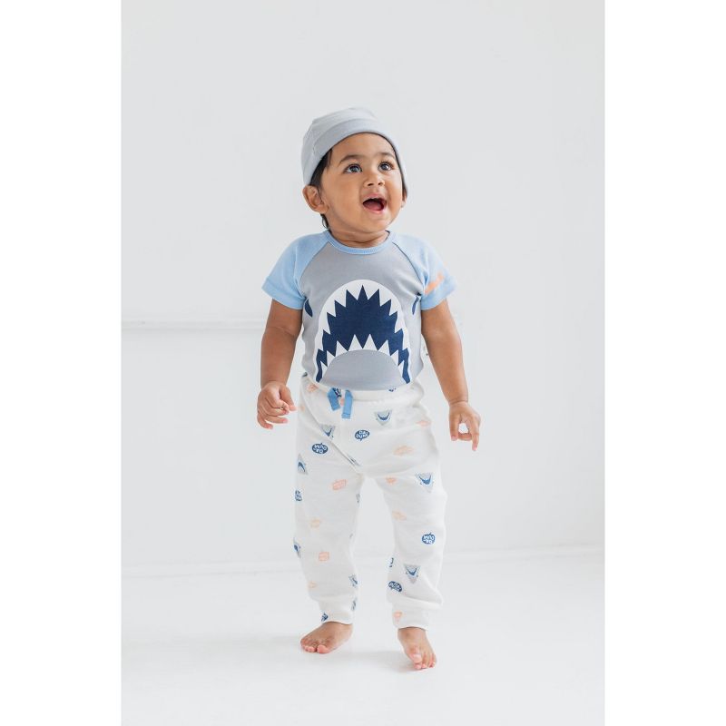 JAWS Baby Bodysuit Jogger Pants and Hat 3 Piece Outfit Set Newborn to Infant, 5 of 7