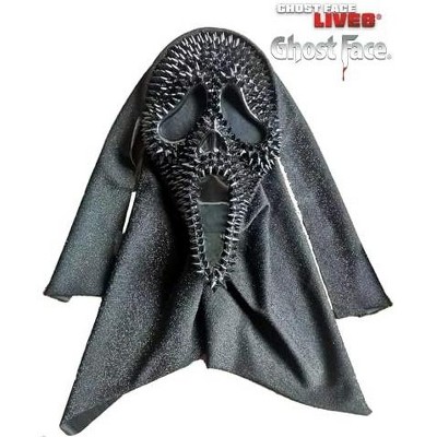 Ghost Face Spiked Mask – Official Fun World Halloween Costume – Spiked Horror Mask with Hood – Adult Size