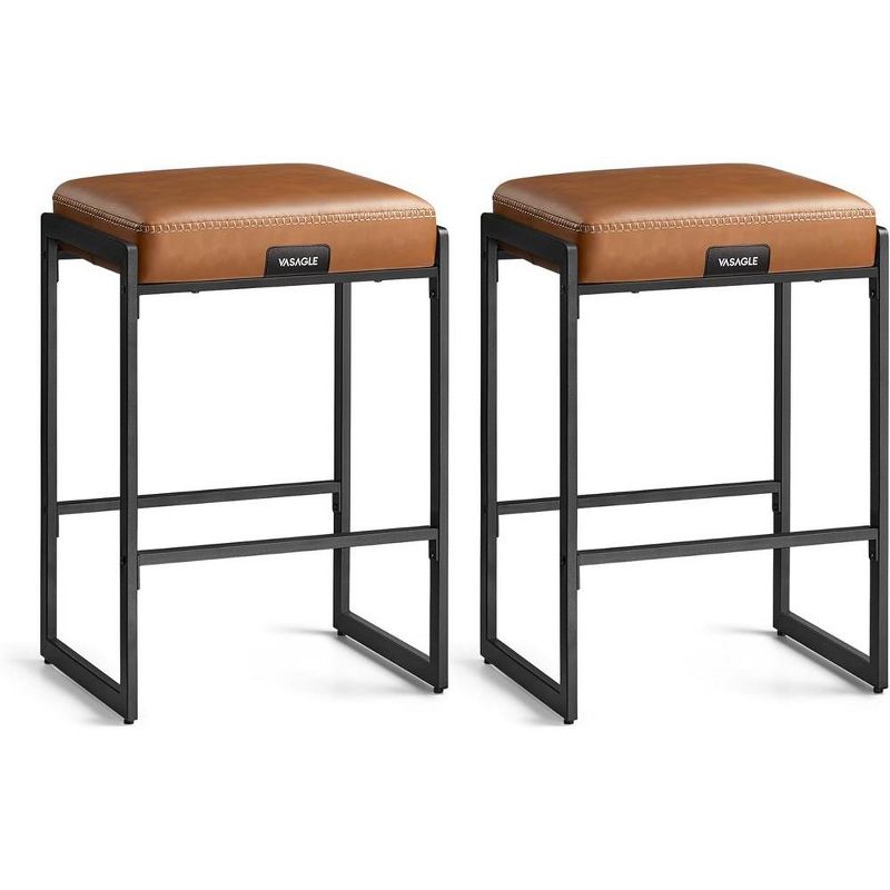 VASAGLE EKHO Collection - Bar Stools Set of 2, Counter Height Bar Stools, Synthetic Leather with Stitching, 1 of 10