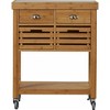 Kenta Bamboo Kitchen Cart With Stainless Steel Top Natural - Boraam ...