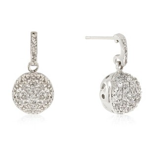 Slickblue 1 Ct. CZ Ball Dangle Earrings for Women, Rhodium Plated with Clear Cubic Zirconia Stones, Post Back - 1 of 3