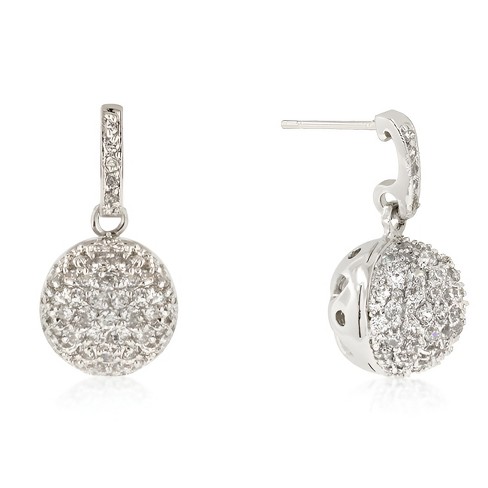 Slickblue 1 Ct. CZ Ball Dangle Earrings for Women, Rhodium Plated with Clear Cubic Zirconia Stones, Post Back - image 1 of 3