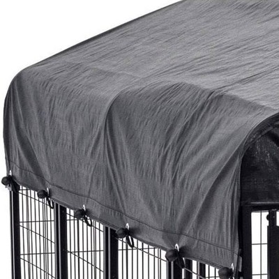 Black Steel Frame Outdoor Dog Kennel with Waterproof Canopy