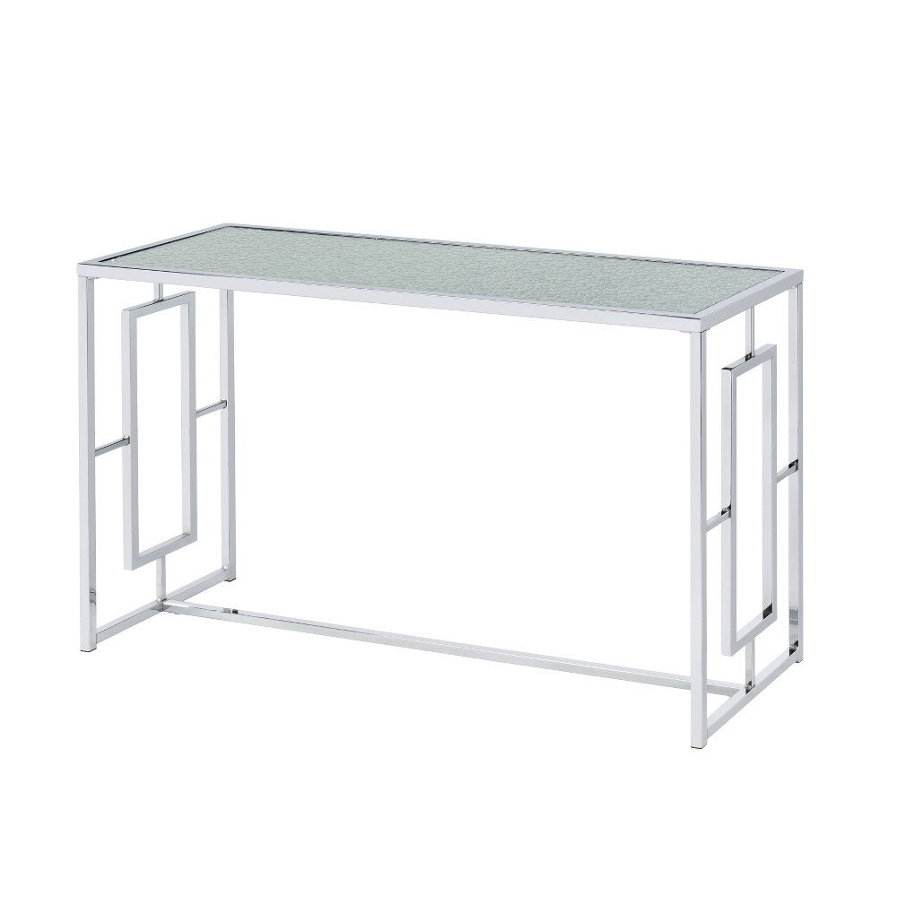 Marcha Glam Rectangle Sofa Table Chrome - HOMES: Inside + Out: Entryway, Tempered Glass Top