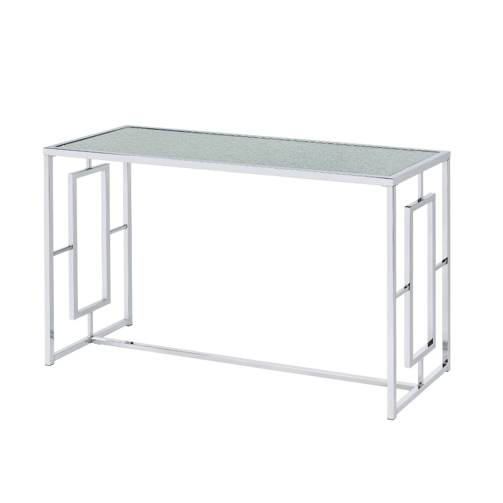 Photos - Coffee Table Marcha Glam Rectangle Sofa Table Chrome - HOMES: Inside + Out: Entryway, Tempered Glass Top