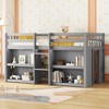 VASIP Twin Size Low Loft Bed with Shelves - Space-Saving Kids Bedroom Furniture, Study Desk Storage Shelves, White Modern Design - 2 of 4