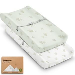 2pk Isla Changing Pad Covers for Girl, Boy, Soft Contoured Diaper Changing Table Pad Cover Sheets Neutral - 1 of 4