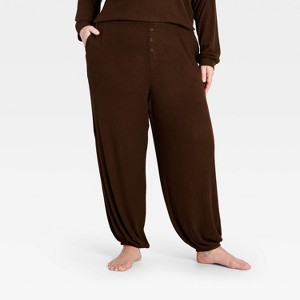 Women's Cozy Ribbed Balloon Jogger Pants - Auden™ Brown XXL Tall