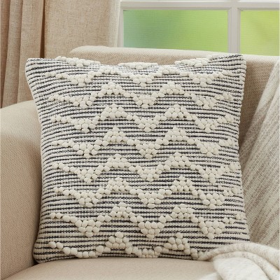 Chevron Textured Cotton Euro Throw Pillow Cover in Black and White