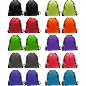 Waterproof Drawstring Backpack Bulk, Nylon Cinch Bags in 10 Colors for School, Gym, Sports - 1 of 4