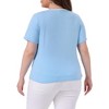 Agnes Orinda Women's Plus Size Square Neck Contrast Trim Tie Knot Short Sleeve Tops - 4 of 4