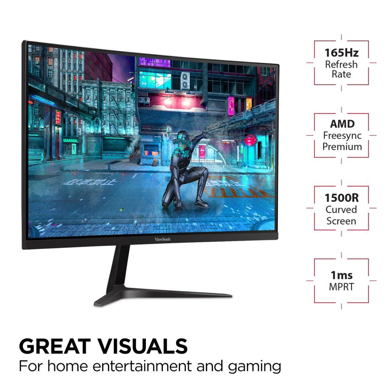 ViewSonic VX2718-PC-MHD 27 Inch Curved 1080p 1ms 180Hz Gaming Monitor with AMD FreeSync Premium, Eye Care, HDMI and Display Port, 4 of 11
