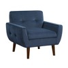 Velvet Upholstery Solid Wood Tufted Contemporary Accent Chair with Foam Cushions, Attached Cushions and Dark Brown Legs - 3 of 4