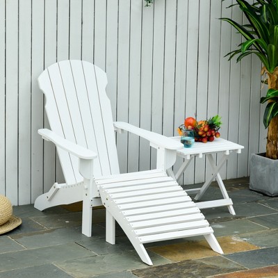 Outsunny 3-Piece Wooden Adirondack Chair Set with Comfort Ottoman & Handy Side Table with Easy Folding Design