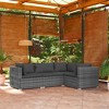 vidaXL 4-Piece Patio Lounge Set - Outdoor Weatherproof Furniture with Cushions - Poly Rattan/Steel/Plastic - Modular Design - Gray/Anthracite - 2 of 4