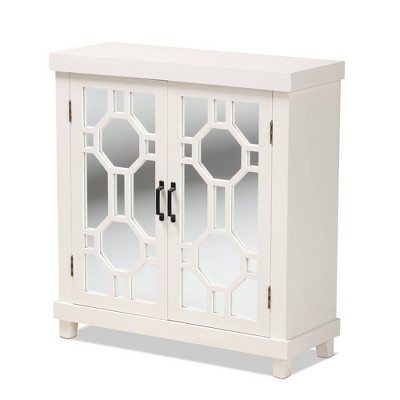 Carlena Wood and Mirrored Glass 2 Door Sideboard White - Baxton Studio