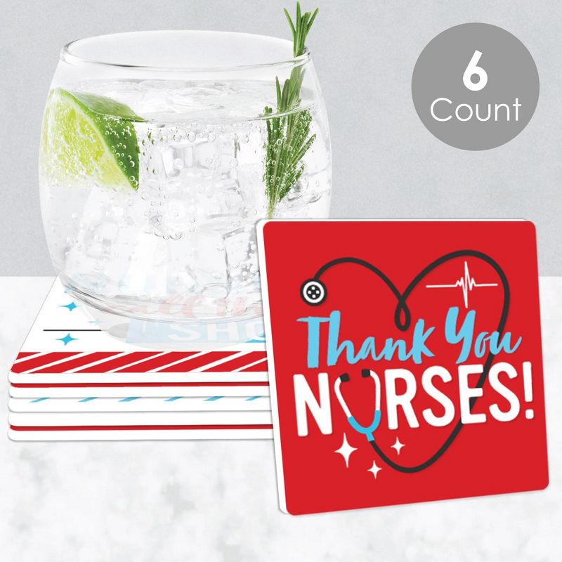Big Dot of Happiness Thank You Nurses - Funny Nurse Appreciation Week Decorations - Drink Coasters - Set of 6, 2 of 9