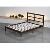 Queen Size Solid Wood Platform Bed with Rattan Headboard, Rubberwood Frame, No Box Spring Needed, Espresso Finish - 4 of 4