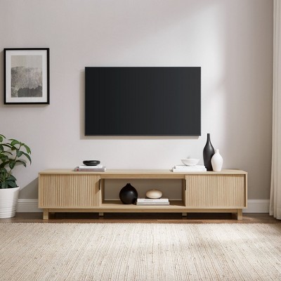NicBex TV Stand for 80 Inch TV with 1 Open Shelf and 2 Cabinets,TV Entertainment Center with Fluted-Door,TV Console Table for Living Room