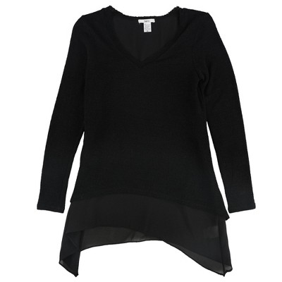 bar III Womens Knit-Overlay Pullover Blouse