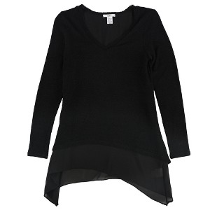 bar III Womens Knit-Overlay Pullover Blouse - 1 of 2