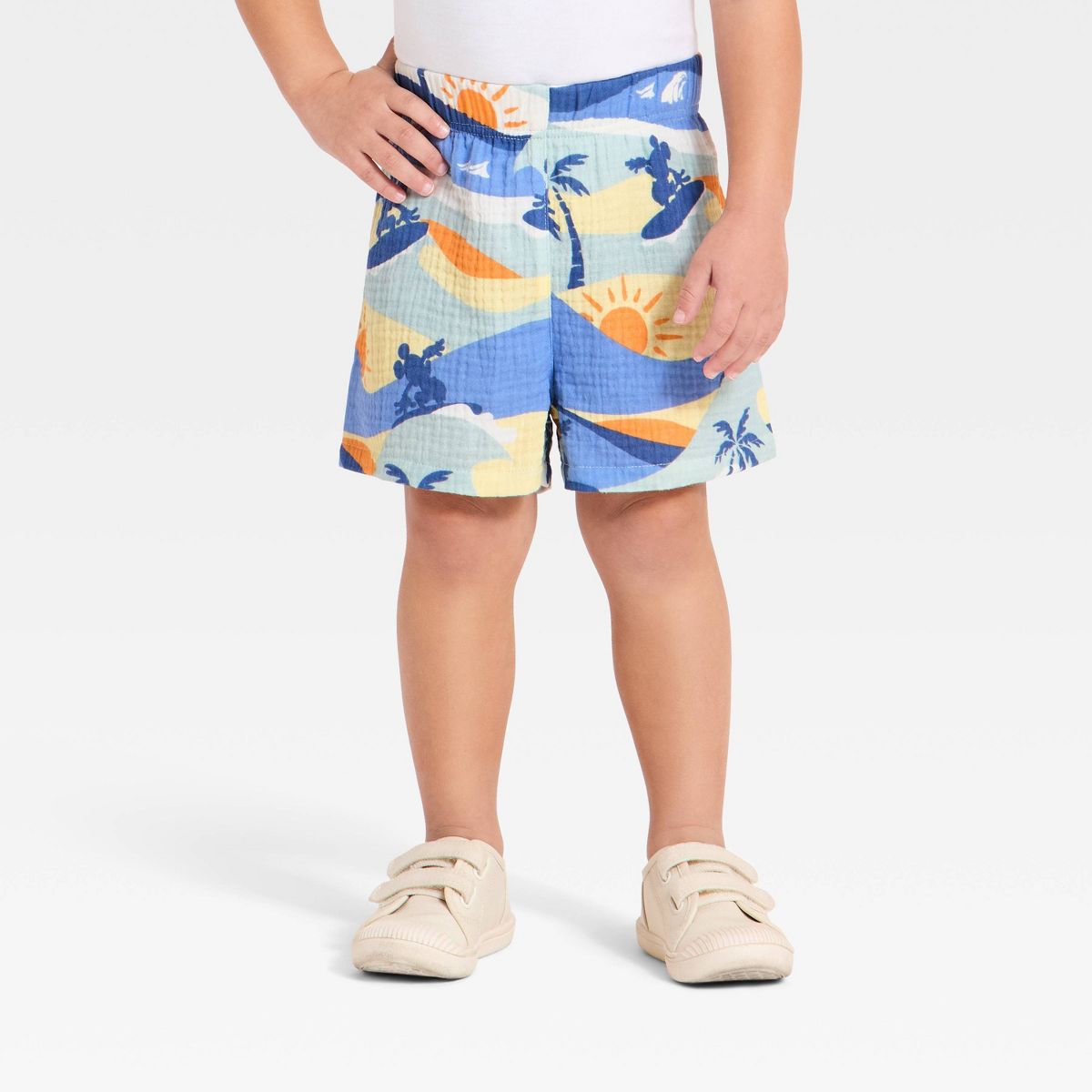 Toddler Boys' 2pc Disney Mickey Mouse Gauze Short Sleeve Button-Down Shirt & Shorts Set - thumbnail 4