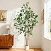 Ficus Trees Artificial Indoor,Tall Faux Ficus Tree with Black Planter Green Fake Moss, Artificial Plants with Natural Wood Trunk for Home Office Decor - 4 of 4